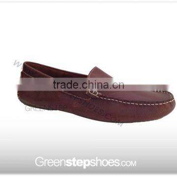 Men Genuine Leather Moccasin Loafer Shoe Brown