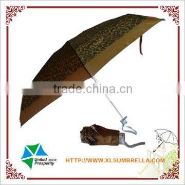 18" popular leopard print fabric 5 fold umbrella