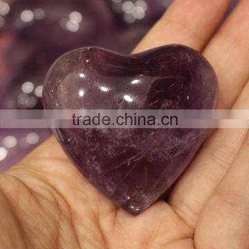 Natural Carved Amethyst Heart Shape Quartz Crystal Stone Hearts for Gift photo-4