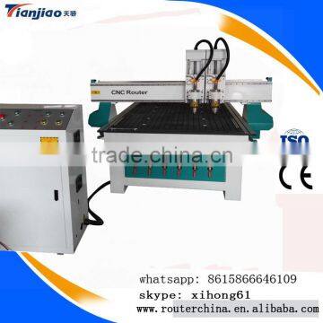 3D wood door cnc router engraving lathe machine 1325 with 2 spindle