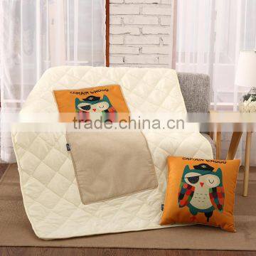 Polyester Microfiber Night Owl Captain Whooo Sofa Cushion Pillow Quilt