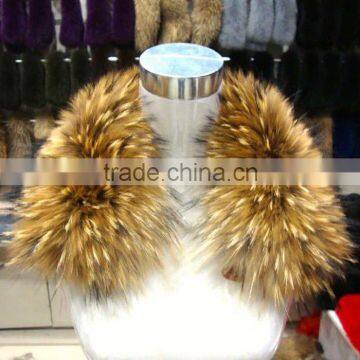 FIF-RC-20 Ladies Fashionable Genuine Raccoon Big Fur Collar Square Parttern Fur Trim for Coat Hood