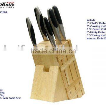 6Pcs Kitchen Knife Set With Block