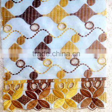 fashion popular emboridery fabric 2016 gold brown high quality