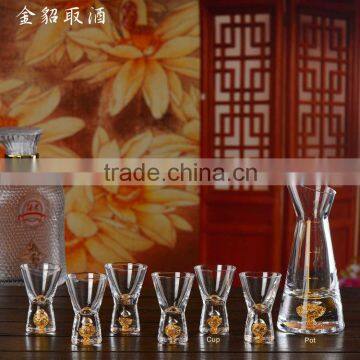24K Floating Golden Flake 20ml Fancy Shaped Small Shot Glass photo-4