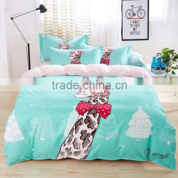 New giraffe carton design 100% Cotton Sateen BEDDING SET Duvet Cover Pillow Case Flat Sheet