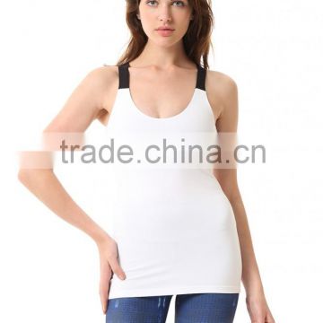 Latest Design Plain White Women Yoga Activewear Workout Tank Top With Wide Strap