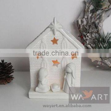 Ceramic Series Christmas Nativity Manger House Candle Holders