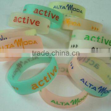 glow in dark silicone printed bracelet/silicone energe wristband