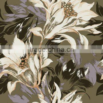 Vinyl Wallpaper Waterproof Wallpaper for Bathrooms With Big Flower Pattern photo-4
