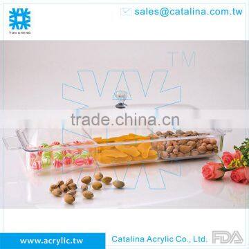Clear Acrylic 3 Compartment Candy Food Tray
