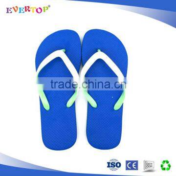 Strap Double Color Pvc Without Logo Solid Color Blue Flat Flip Flops Sandals Women