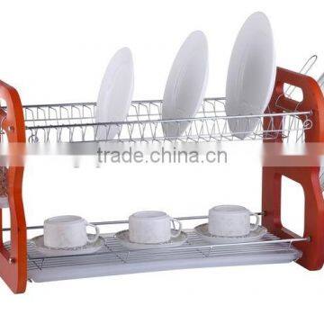 2 tier kitchen woodern with wire dish rack