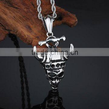 Stainless steel casting unique skull style horn pendant