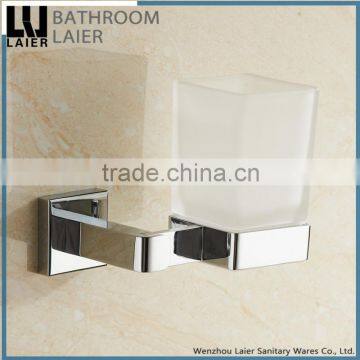 square cup chrome plated bathroom design wall mounted toothbrush holder