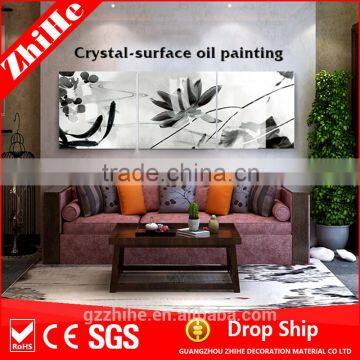 chinese painting with canvas fabric of lotus flower oil painting for livingroom