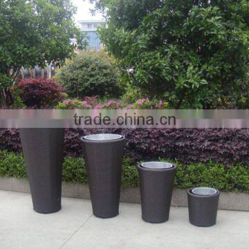 Round Shape Rattan Flower Pot With Plastic Inner photo-2