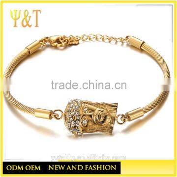 Factory direct gold plated jesus piece bracelets, I love jesus bracelets (QS-100)