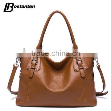 2016 large size women tote shoulder bag with genuine leather