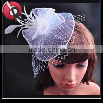 Party Women Feather Fascinator Handmade Wedding Lace Flower Hair Clip Accessory