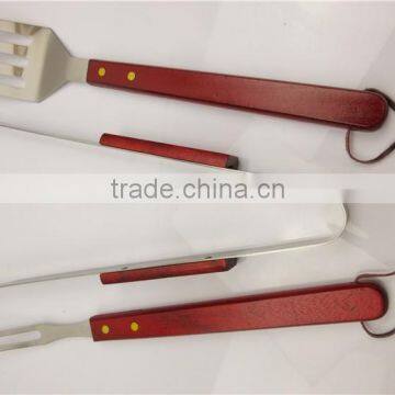 4pcs BBQ Tool Set and Stainless Steel With Wooden Handle and Bbq Tool Set in Apron Bag