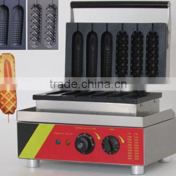 six pieces two shape Muffin hot dog & corn waffle machine / lolly waffle maker machine