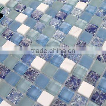 MB SMS01 Wholesale Glass Mix Stone Mosaic Foshan Tile Blue Glass Mosaic Tile Fireplace Wall Tile photo-4