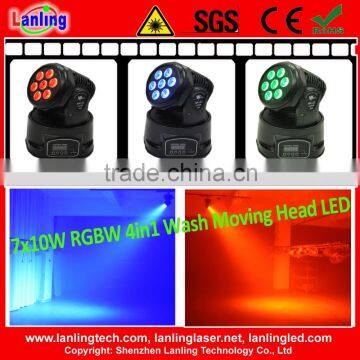 7*10W 4-in-1 RGBW mini moving head wash light for Disco/dj/club/party