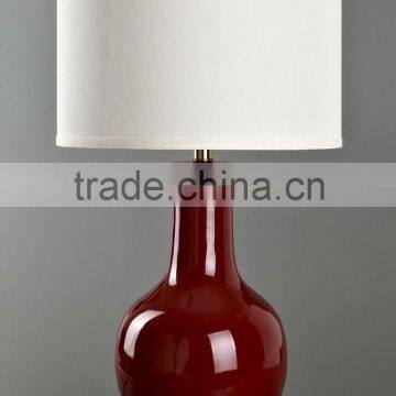 Four Colors Available Metal Base Ceramic Body With Fabric Lampshade Modern Desk Lamp Bedroom Living Room Dining Room Table Lamp