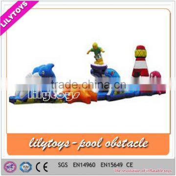 2015 New sport games inflatable pool obstacle with EN14960