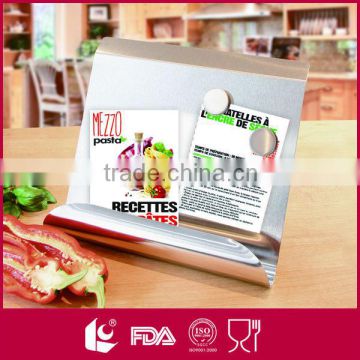 Stainless steel cookbook holder & memo board 2 in 1 with 2pcs memo magnet