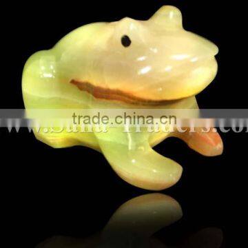 Natural Marble Onyx Designed Onyx Frog (Fancy Design)