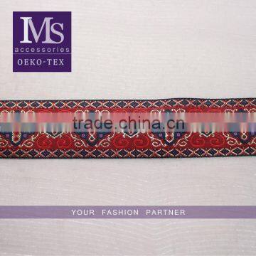 Hot selling ethnic 4cm width polyetser jacquard ribbon wholesale