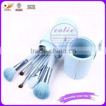 Light Blue 7pcs Cosmetic Makeup Brush Set with Cup holder