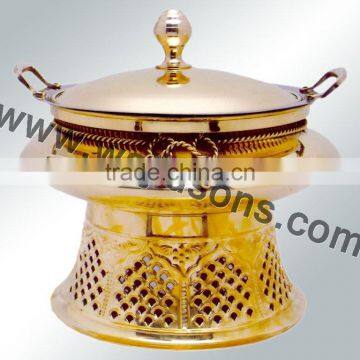 rounded base chafing dish for sale | 2015 metal made chafing dish for decor | brass plated chafing dish