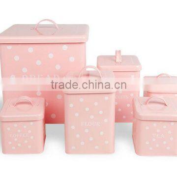 Set of 6 Square Shape Food Storage Metal Container Set