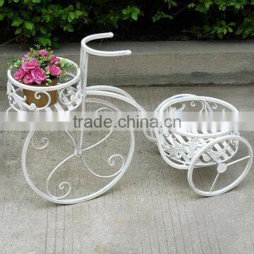 White vintage bike planter