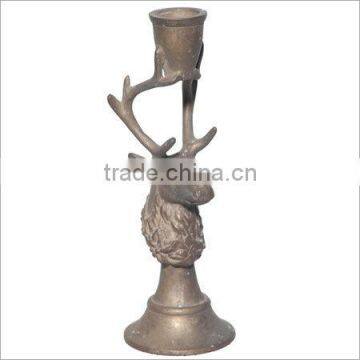 Rustic Finish Deer Candle Holder -white antique finish