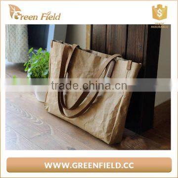 environmental washable Kraft paper tote bag college student handbag