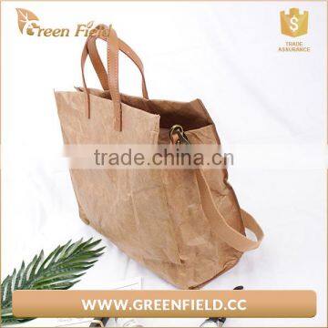 ECO Simple Tote Handbag Washable Kraft Paper Handle Shopping Bag photo-3