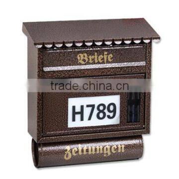 FQ-130 Metal Iron Mailbox Cast Iron Mailbox Through the Wall Newspaper Tube Paint Coating Mailbox With House Numbers