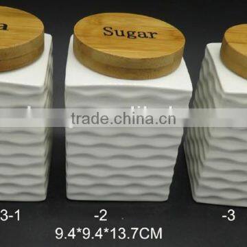 White Colour Coffee Sugar Tea Ceramic Storage Jar photo-4
