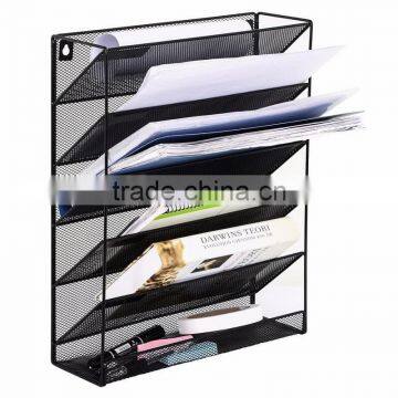 2017 amazon popular design black metal mesh Wall Mount Literature Paper Magazine File Holder