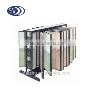 Double sides silk screen metal wire tiers floor tile display rack display stand ceramic tiles