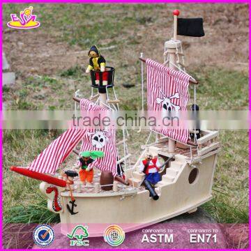 2017 New Design Funny Children Wooden Pirate Ship Toy for Sale W03B061 photo-3
