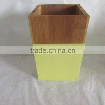 Lemon yellow Bamboo kitchen utensil holder