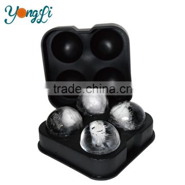 Ice Ball Maker Mold - Black Food-Grade Silicone Tray With 4 X 4.5 cm Capacity - Forget Ice Cube Trays