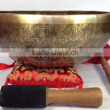 High Quality Om Mani Padme Hum Tibetan Mantra Crafted Meditation Singing Bowl photo-3