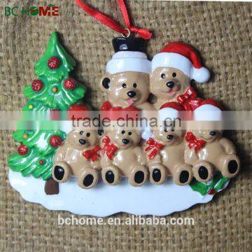 Cute gloss bear family personalized christmas tree ornaments