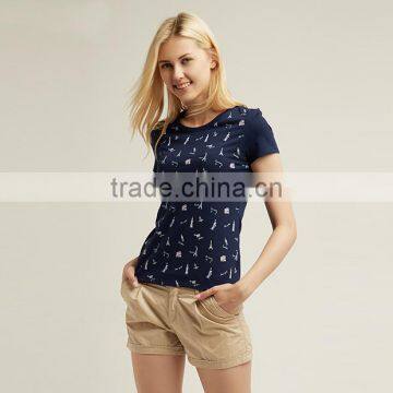 2017 New Collection Custom Fashion T-shirt Summer Woman Sports Printing Cotton T-shirt photo-4